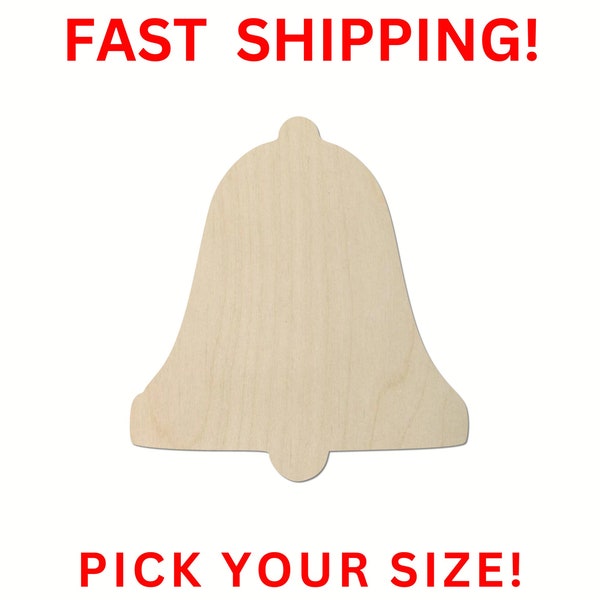 Unfinished Wooden Bell Shape 02 | Laser Cutout | Crafting Supplies Winter Christmas Holiday Liberty Kids