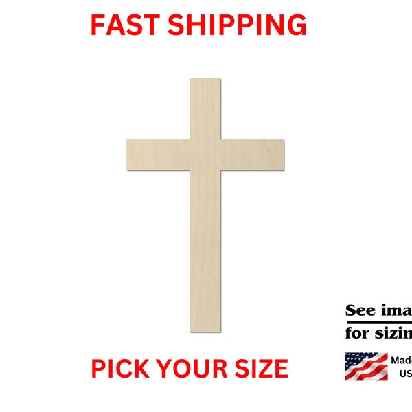 Unfinished Wooden Cross Shape 01 | Religious Cross Blank Cutout | Laser Cut | DIY Crafting Supplies