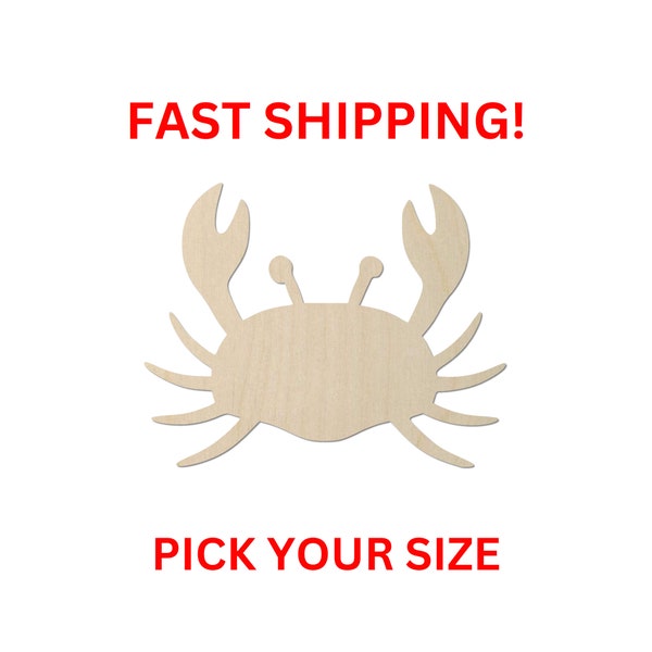 Unfinished Wooden Crab Shape | Sea Crab Cutout | Crafting Blanks | Laser Cut | DIY Craft Supply