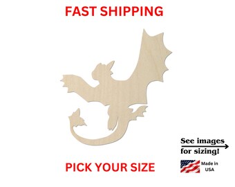Unfinished Wooden Dragon Shape | Mythical Cutout | Dragon Cutout | Wooden Blank Cutout | Laser Cut | Dragon Crafting Supply