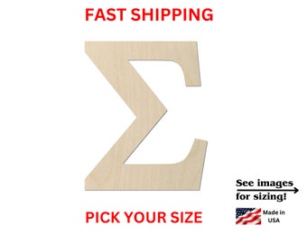 Greek Sigma Letter - Laser Cut Unfinished Wood Cutout Shapes