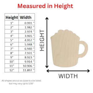 Unfinished Wooden Hot Cocoa Mug Shape | Hot Chocolate Mug Whipped Cream Cutout | DIY Craft Supplies | Crafting Supplies Bild 2