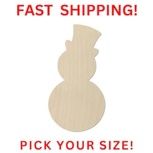 Unfinished Wooden Snowman Shape | Unfinished Wooden Snowman Cutout | Craft Supplies | Christmas Winter Holiday Snowman