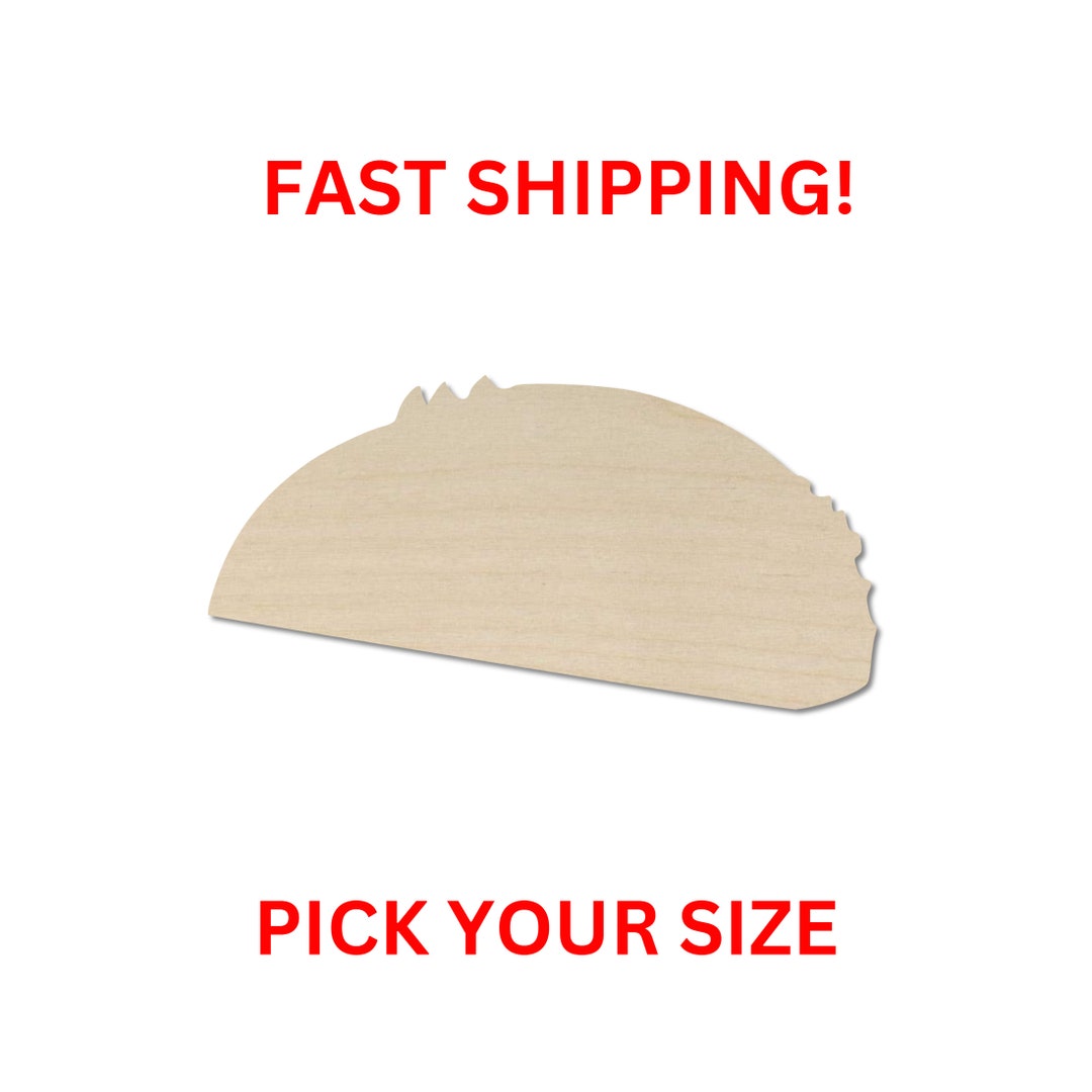 Unfinished Wooden Taco Shape| Taco Tuesday Cutout Shape | Stuffed Taco ...