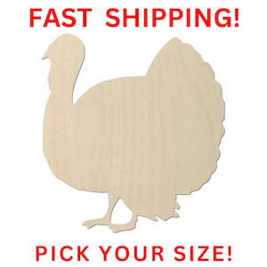 Unfinished Wooden Turkey Shape 02 | Turkey Wood Cutout Shape | Laser Cut Blanks | Thanksgiving Fall Turkey Bird Decoration Decor Kids Craft