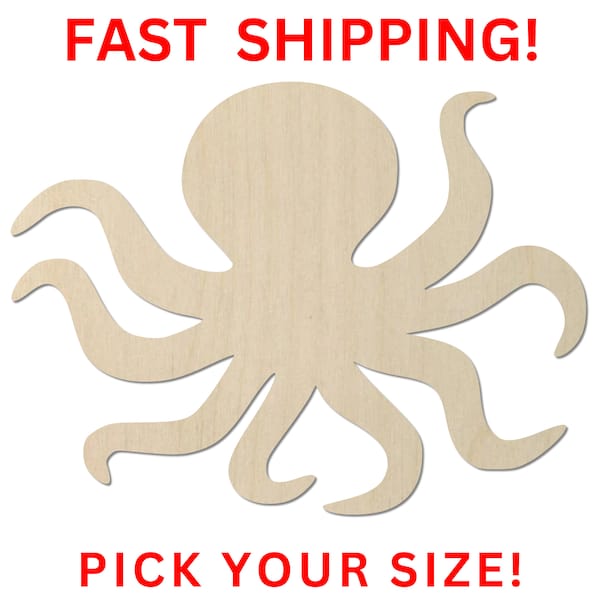 Unfinished Wooden Octopus Shape - Pick Your Size Sea Nautical Octopus Marine Life Sea Animals