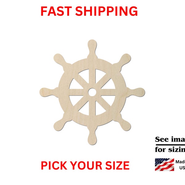 Unfinished Wooden Helm Steering Wheel Shape 02 - Pick Your Size Sea Nautical Helm Wheel Sailor Pirate Ship