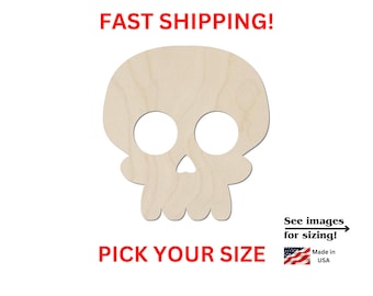 Unfinished Wooden Skull Shape 02 | Skull Wood Cutout Shape | Laser Cut Blanks | Unfinished | DIY Craft Blanks