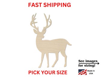 Unfinished Wooden Buck Deer Shape | Deer Wood Cutout Shape | Laser Cut Blanks | Unfinished Crafting Supplies | DIY Craft Blanks