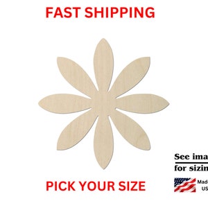 Unfinished Wooden Flower Shape | Unfinished Wooden Flower Spring Cutout | Craft Supplies | Laser Cut | Bulk Flower Blank