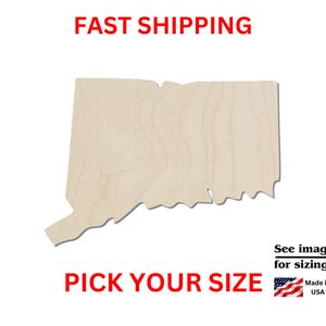 Unfinished Wooden Connecticut State Shape | USA State Cutout | Crafting Supplies | Bulk States