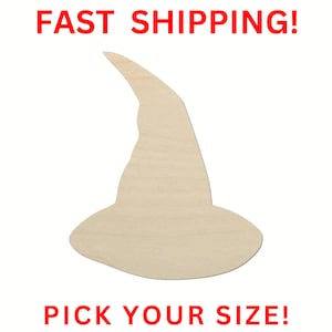 Unfinished Wooden Witch Hat Shape 04 | Wood Cutout Shape | Laser Cut Blanks | Unfinished Halloween | DIY Craft Blanks