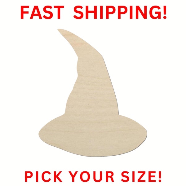 Unfinished Wooden Witch Hat Shape 04 | Wood Cutout Shape | Laser Cut Blanks | Unfinished Halloween | DIY Craft Blanks