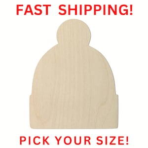 Unfinished Wooden Beanie Hat Shape 01 | Beanie Cutout | Craft Supplies | Bulk Wholesale | Winter Hat Snow Hat