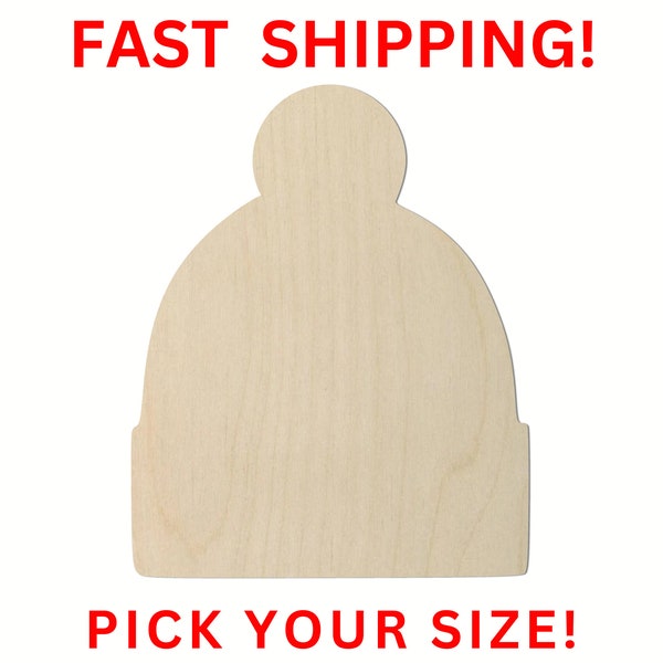 Unfinished Wooden Beanie Hat Shape 01 | Beanie Cutout | Craft Supplies | Bulk Wholesale | Winter Hat Snow Hat