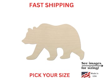 Unfinished Wooden Grizzly Bear Shape | Bear Wooden Cutout Shape | Laser Cut Blanks | Unfinished | DIY Craft Blanks | Bulk Bear | Mama Bear
