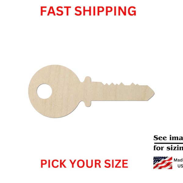 Unfinished Wooden Key Shape | Key Wood Shape | Wood Craft Supplies | Blank for Craft | Laser Cut | DIY Craft Cutout