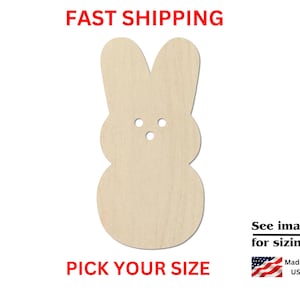 Unfinished Wooden Bunny | Easter Bunny | Peeps Bunny Rabbit | Wooden Blank Cutout | Laser Cut | DIY Crafting Supplies
