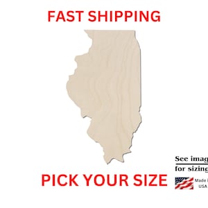 Unfinished Wooden Illinois State Shape | USA State Cutout | Crafting Supplies | Bulk States