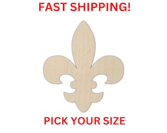 Unfinished Wooden Fleur De Lis Shape | Football France | Craft Supplies | Laser Cut | Bulk Wholesale