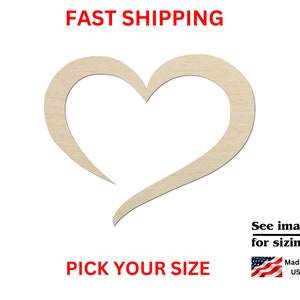 Unfinished Wooden Heart Outline Shape | Valentines - Love | Heart Outline Blank Cutout | Craft Supplies | Laser Cut