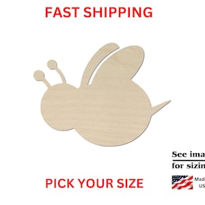 Unfinished Wooden Bee Shape 03 | Bee Wood Cutout Shape | Laser Cut Blanks | Unfinished | DIY Craft Blanks