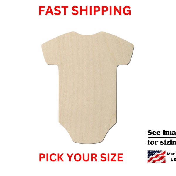 Unfinished Wooden Baby Bodysuit Shape | Baby Decor | Baby Wood Crafts | Craft Supplies | Bulk Wholesale | Laser Cut