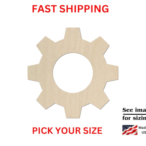 Unfinished Wooden Gear Shape | Unfinished Wooden Gear Cutout | Craft Supplies | Wholesale Bulk Gears
