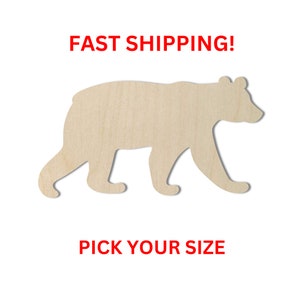 Unfinished Wooden Black Bear Shape | Bear Wooden Cutout Shape | Laser Cut Blanks | Unfinished | DIY Craft Blanks | Bulk Bear