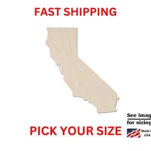 Unfinished Wooden California State Shape | USA State Cutout | Crafting Supplies | Bulk States