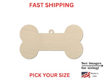 Unfinished Wooden Dog Bone Ornament Shape | Dog Bone Ornament Cutout | Craft Supplies | Bulk Dog Bone Cut out