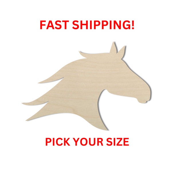 Unfinished Wooden Horse Head Shape 03 | Horse Head Wood Cutout Shape | Laser Cut Blanks | Unfinished | DIY Craft Blanks