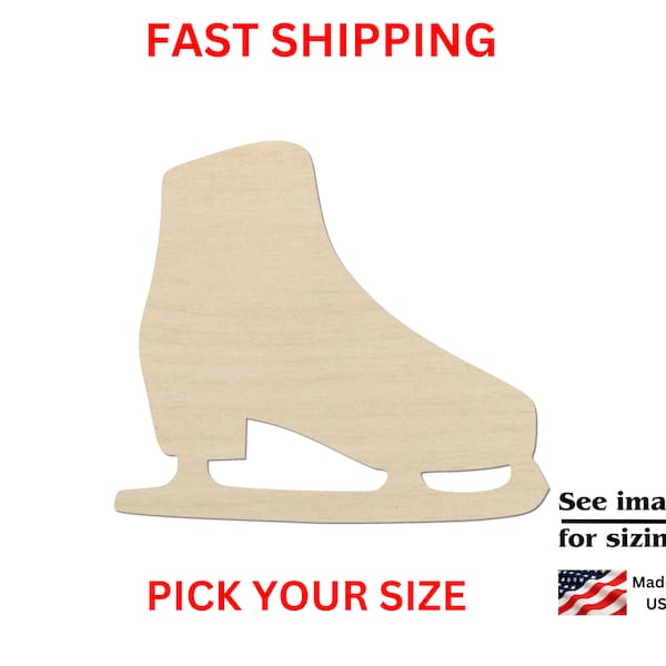Unfinished Wooden Ice Skate Shape | Skate Cutout | Craft Supplies | Bulk Wholesale | Sports Ice Skating