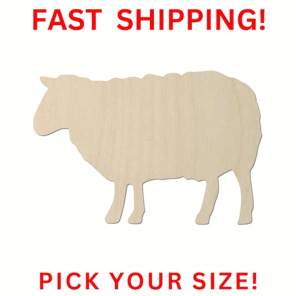 Unfinished Wooden Sheep Shape | Sheep Wood Cutout Shape | Laser Cut Blanks | Farm Animals | DIY Craft Blanks