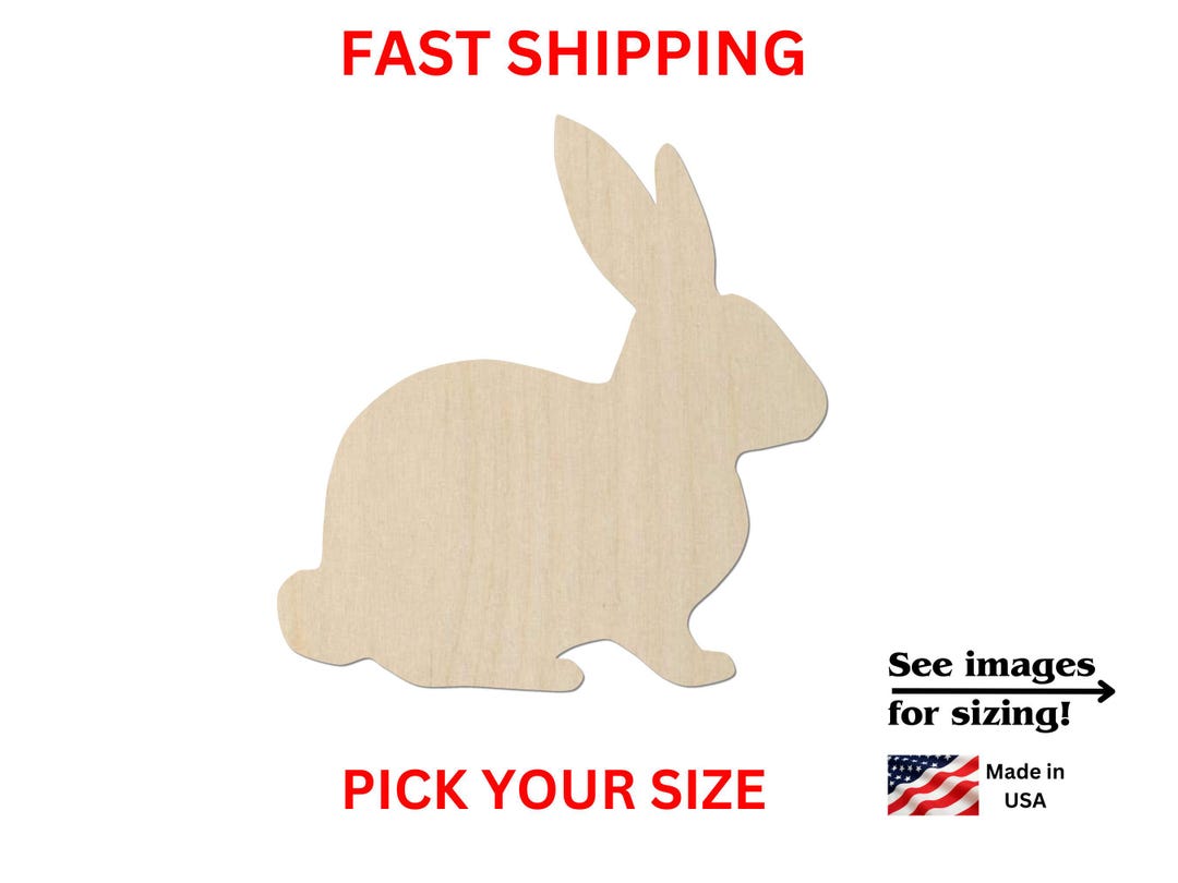 Unfinished Wooden Bunny Rabbit Shape 01 | Bunny Rabbit Wood Cutout ...