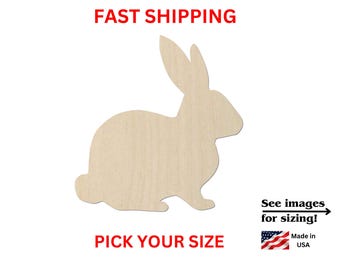 Unfinished Wooden Bunny Rabbit Shape 01 | Bunny Rabbit Wood Cutout Shape | Laser Cut | Crafting Supplies | Unfinished | DIY Craft Blanks