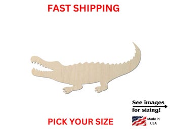 Unfinished Wooden Alligator Shape | Alligator Blank Cutout | Laser Cut | DIY Craft Supplies | Bulk Alligator