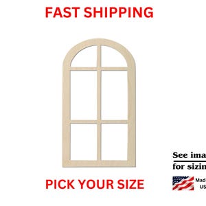 Wooden Window Cutout: Unfinished Laser-Cut Craft Shape