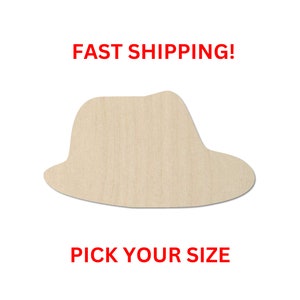 Unfinished Wooden Fedora Hat Shape | Fedora Cutout | Craft Supplies | Bulk Wholesale | Laser Cut