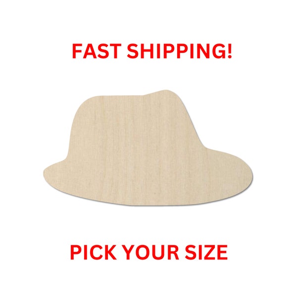 Unfinished Wooden Fedora Hat Shape | Fedora Cutout | Craft Supplies | Bulk Wholesale | Laser Cut