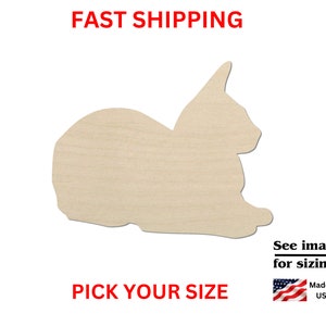 Unfinished Wooden Cat Shape | Cat Blank Cutout | Crafting Supplies | DIY Craft | Laser Cutout
