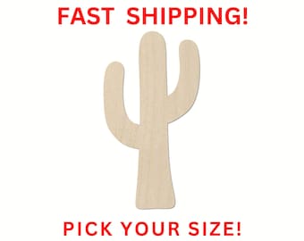 Unfinished Wooden Cactus Blank | Cactus Wood Cutout Shape | Laser Cut Blanks | Unfinished | DIY Craft Blanks