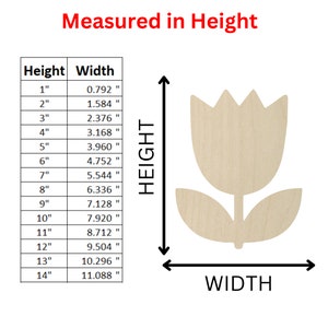 Unfinished Wooden Tulip Shape 02 Unfinished Wooden Tulip Flower Cutout Craft Supplies Laser Cut Bulk Wholesale image 2