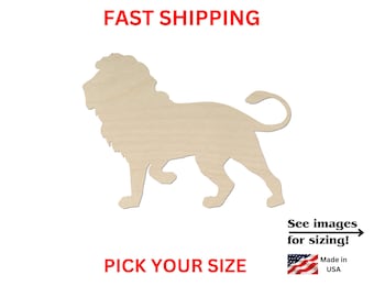 Unfinished Wooden Lion Shape | Wildlife Wood Cutout Shape | Laser Cut Blanks | Nursery Cutouts | DIY Craft Blanks