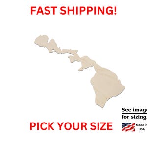 Unfinished Wooden Hawaii State Shape | USA State Cutout | Crafting Supplies | Bulk States