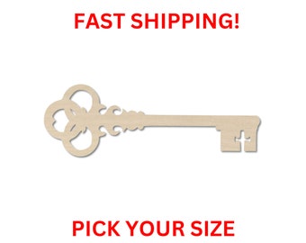 Unfinished Wooden Skeleton Key Shape 01 | Vintage Key Wood Shape | Wood Craft Supplies | Laser Cut | DIY Craft Cutout