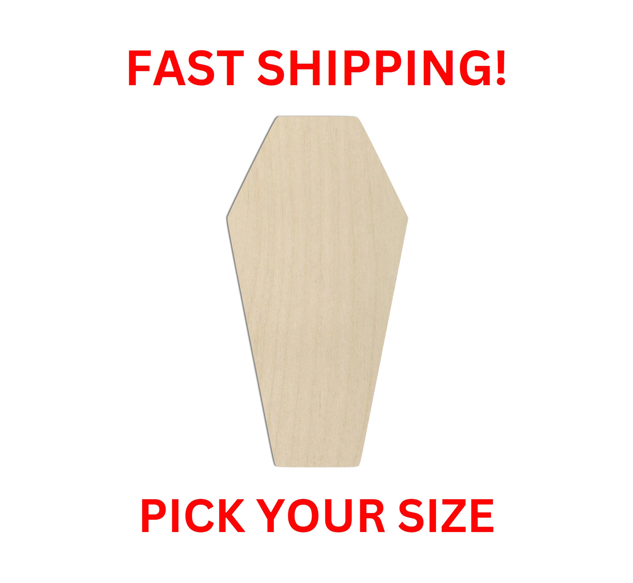 Unfinished Wooden Coffin Shape | Halloween Decor Blank Cutout | Craft Supplies | Scary Death Casket Coffin Zombie