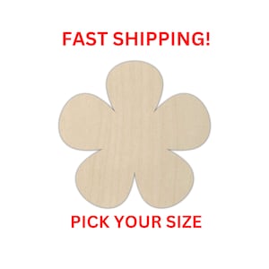 Unfinished Wooden Flower Shape | Unfinished Wooden Flower Spring Cutout | Craft Supplies | Laser Cut | Bulk Flower Blank