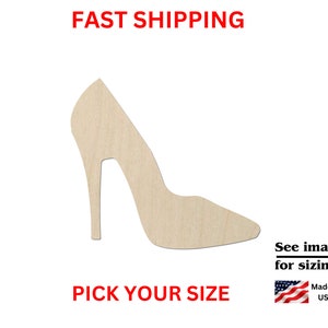 Unfinished Wooden High Heel Shoe Shape | High Heel Blank Cutout | Craft Supplies | Bulk | Fashion Shoe | Laser Cut