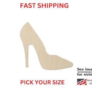 Unfinished Wooden High Heel Shoe Shape | High Heel Blank Cutout | Craft Supplies | Bulk | Fashion Shoe | Laser Cut